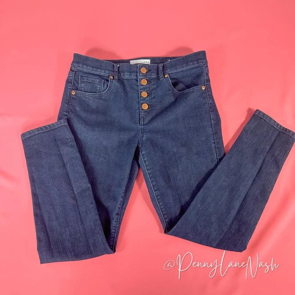 Loft Exposed Button Fly Modern Skinny Jeans - Picture 4 of 11